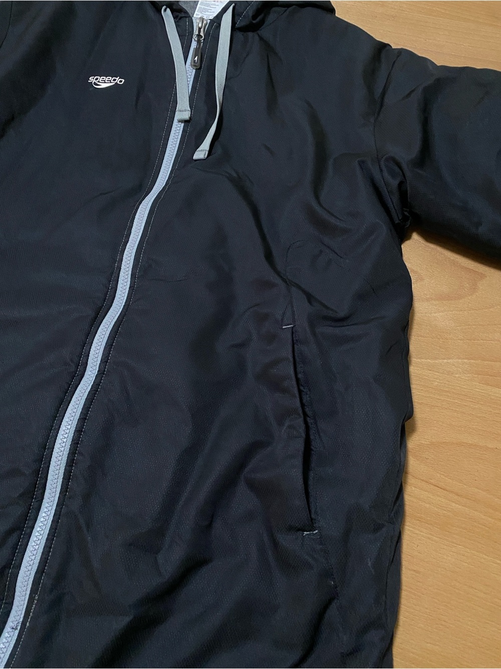 Speedo Swim Parka XSmall XS Unisex Black Gray Fleece-Lined Hooded Jacket - Picture 5 of 11